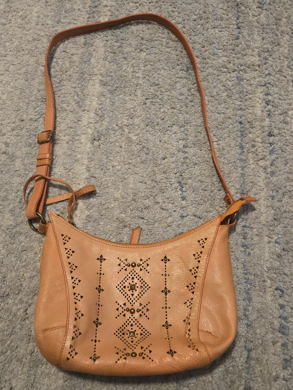 Lucky Brand Perforated Leather Boho Crossbody Bag
